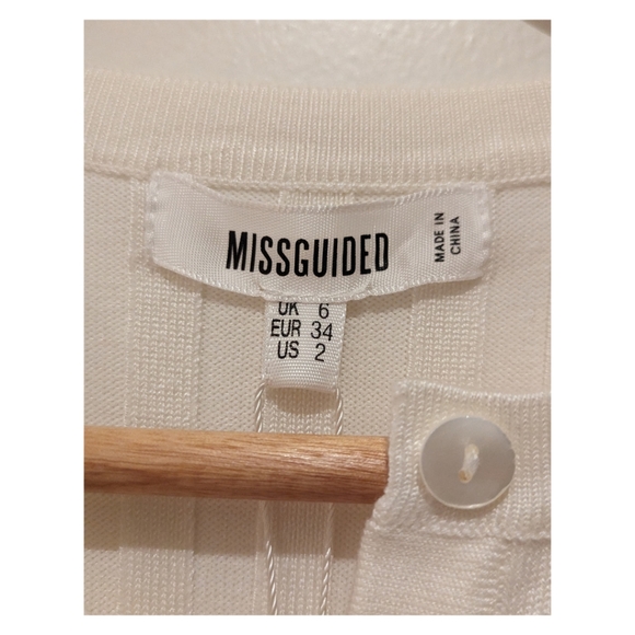 MISSGUIDED~NWT~Ribbed Button Down Bodycon Dress~Ivory Size 2 - Picture 4 of 5